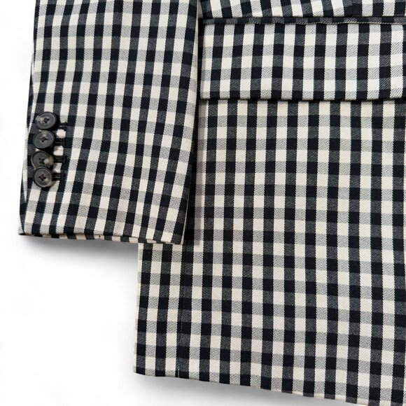 Everlane Oversized Gingham Blazer Plaid Biege Business Office Tencel Cotton 2 - Picture 4 of 11